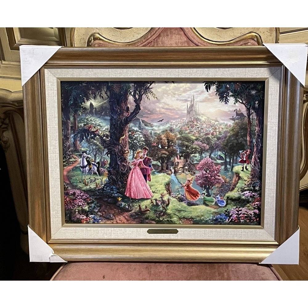 RARE Thomas Kinkade Studios Sleeping Beauty 21x17 Framed Canvas Print BRAND NEW